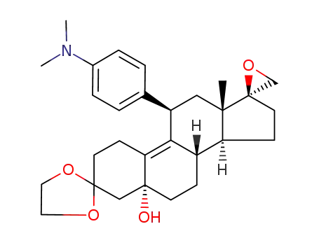 3,3-ethylenedioxy-11β-[4-(N,N-dimethylamino)phenyl]spiro[estr-9-en-17β,2'-oxirane]