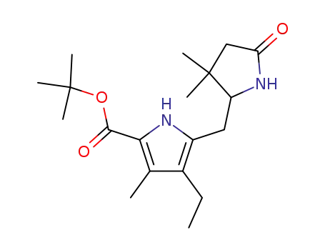 Molecular Structure of 79264-57-6 (1H-Pyrrole-2-carboxylic acid,
5-[(3,3-dimethyl-5-oxo-2-pyrrolidinyl)methyl]-4-ethyl-3-methyl-,
1,1-dimethylethyl ester)