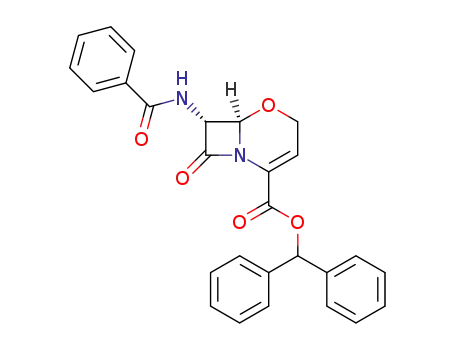 Molecular Structure of 81755-50-2 ((6R,7R)-7-Benzoylamino-8-oxo-5-oxa-1-aza-bicyclo[4.2.0]oct-2-ene-2-carboxylic acid benzhydryl ester)