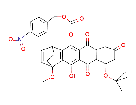 Molecular Structure of 151694-52-9 ((4-nitrophenyl)methyl-1,4,6,6a,7,8,9,10,10a,11-decahydro-10-(1,1-dimethylethoxy)-12-hydroxy-1-methoxy-6,8,11(7H)-trioxo-1,4-ethanonaphthacen-5-yl-carbonate)