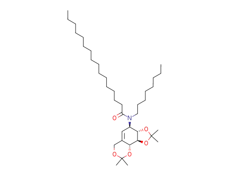 Molecular Structure of 218924-27-7 (Hexadecanoic acid octyl-((3aS,4R,9aR,9bS)-2,2,8,8-tetramethyl-4,6,9a,9b-tetrahydro-3aH-[1,3]dioxolo[4',5':3,4]benzo[1,2-d][1,3]dioxin-4-yl)-amide)