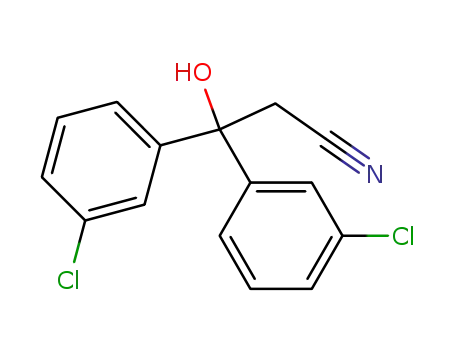 Molecular Structure of 144617-77-6 (Benzenepropanenitrile, 3-chloro-b-(3-chlorophenyl)-b-hydroxy-)