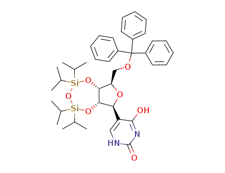 Molecular Structure of 91298-45-2 (2',3'-O-(1,1,3,3-tetraisopropyldisiloxanyl)-5'-O-trityl-ψ-uridine)
