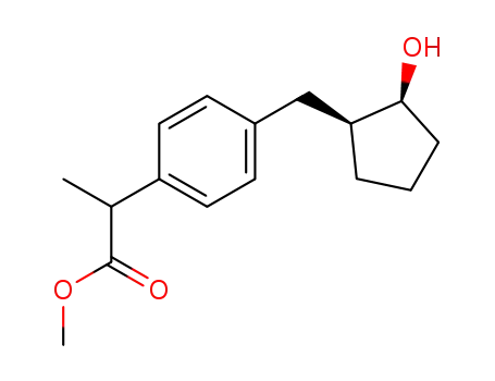 Molecular Structure of 89631-57-2 (methyl (+/-)-2-<4-(cis-2-hydroxycyclopentylmethyl)phenyl>propionate)