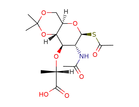 2-acetamido-1-S-acetyl-3-O-(D-1-carboxyethyl)-2-deoxy-4,6-O-isopropylidene-1-thio-β-D-glucopyranose