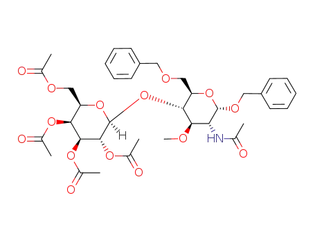 Acetic acid (2S,3R,4S,5S,6R)-4,5-diacetoxy-6-acetoxymethyl-2-((2R,3S,4R,5R,6S)-5-acetylamino-6-benzyloxy-2-benzyloxymethyl-4-methoxy-tetrahydro-pyran-3-yloxy)-tetrahydro-pyran-3-yl ester