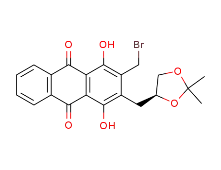(-)-bromomethyl-2 <(dimethyl-2,2 dioxolanne-1,3 yl-4(S)) methyl>-3 dihydroxy-1,4 anthraquinone-9,10
