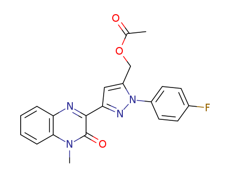 Molecular Structure of 105291-55-2 (2(1H)-Quinoxalinone,
3-[5-[(acetyloxy)methyl]-1-(4-fluorophenyl)-1H-pyrazol-3-yl]-1-methyl-)
