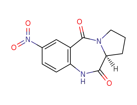 Molecular Structure of 50424-48-1 ((S)-(+)-1,2,3,11a-tetrahydro-7-nitro-5H-pyrrolo[2,1-c][1,4]benzodiazepine-5,11(10H)-dione)