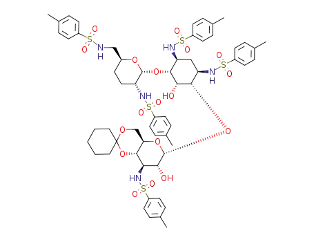 Molecular Structure of 64879-64-7 (4'',6''-O-cyclohexylidene-3'4'-dideoxy-5-epi-1,3,2',6',3''-penta-N-tosylkanamycin B)