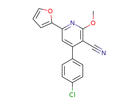 Molecular Structure of 137444-83-8 (4-(4-chlorophenyl)-6-(2-furyl)-2-methoxynicotinonitrile)