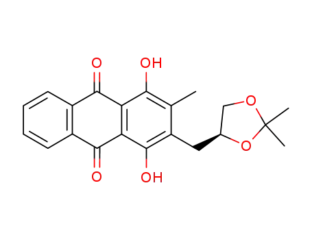 (-)-<(dimethyl-2,2 dioxolanne-1,3 yl-4-(S)) methyl>-2 dihydroxy-1,4 methyl-3 anthraquinone-9,10