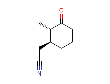 Molecular Structure of 106325-23-9 (Cyclohexaneacetonitrile, 2-methyl-3-oxo-, cis-)