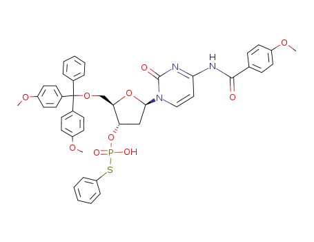 Thiophosphoric acid O-{(2R,3S,5R)-2-[bis-(4-methoxy-phenyl)-phenyl-methoxymethyl]-5-[4-(4-methoxy-benzoylamino)-2-oxo-2H-pyrimidin-1-yl]-tetrahydro-furan-3-yl} ester S-phenyl ester