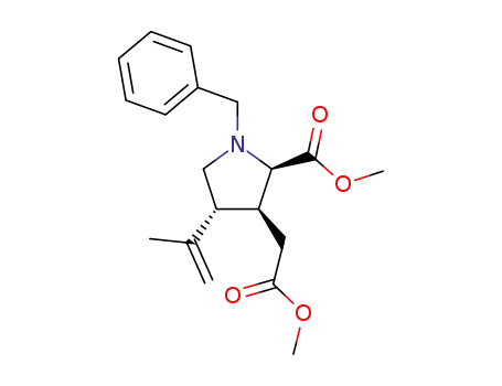 Molecular Structure of 108072-03-3 ((2R,3S,4R)-1-Benzyl-4-isopropenyl-3-methoxycarbonylmethyl-pyrrolidine-2-carboxylic acid methyl ester)
