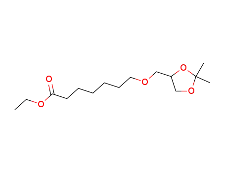 Molecular Structure of 138614-00-3 (Heptanoic acid, 7-[(2,2-dimethyl-1,3-dioxolan-4-yl)methoxy]-, ethyl ester)