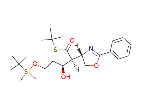(2S,3S)-5-(tert-Butyl-dimethyl-silanyloxy)-3-hydroxy-2-((S)-2-phenyl-4,5-dihydro-oxazol-4-yl)-pentanethioic acid S-tert-butyl ester