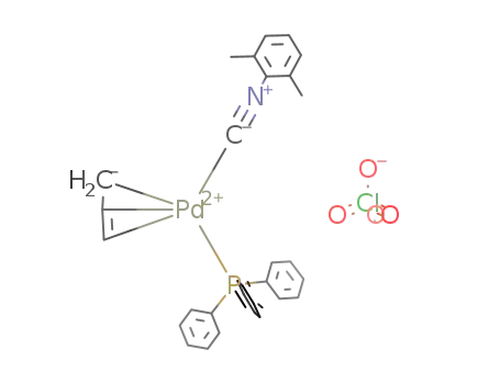 Molecular Structure of 1269182-47-9 ([Pd(2,6-dimethylphenylisocyanide)(triphenylphosphine)(allyl)]ClO<sub>4</sub>)