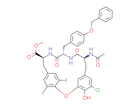 (9S,12S,15S)-9-Acetylamino-12-(4-benzyloxy-benzyl)-5-chloro-4-hydroxy-19,20-diiodo-10,13-dioxo-2-oxa-11,14-diaza-tricyclo[15.2.2.1<sup>3,7</sup>]docosa-1<sup>(20)</sup>,3,5,7<sup>(22)</sup>,17<sup>(21)</sup>,18-hexaene-15-carboxylic acid methyl ester