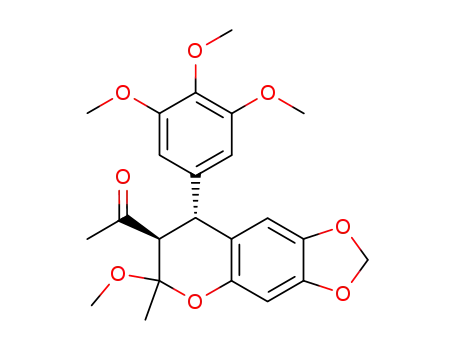 1-(7,8-Dihydro-6-methoxy-6-methyl-8-(3,4,5-trimethoxyphenyl)-6H-1,3-dioxolo(4,5-g)(1)benzopyran-7-yl)ethanone