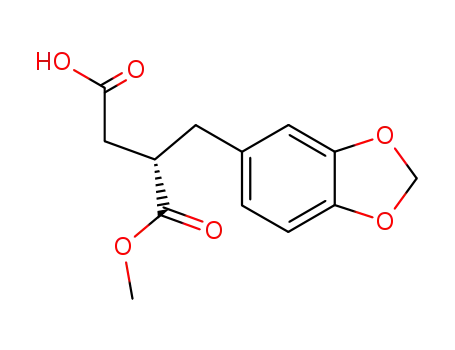 Molecular Structure of 70381-90-7 (Butanedioic acid, (1,3-benzodioxol-5-ylmethyl)-, 1-methyl ester, (2S)-)