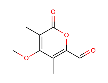 Molecular Structure of 56070-88-3 (2H-Pyran-6-carboxaldehyde, 4-methoxy-3,5-dimethyl-2-oxo-)