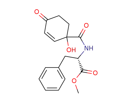 Molecular Structure of 94168-81-7 (L-Phenylalanine, N-[(1-hydroxy-4-oxo-2-cyclohexen-1-yl)carbonyl]-,
methyl ester, (R)-)
