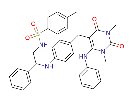 N-{2-[4-(1,3-Dimethyl-2,4-dioxo-6-phenylamino-1,2,3,4-tetrahydro-pyrimidin-5-ylmethyl)-phenylamino]-2-phenyl-ethyl}-4-methyl-benzenesulfonamide