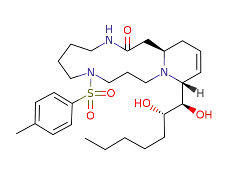 (4R,15aR)-4-((1R,2S)-1,2-Dihydroxy-heptyl)-8-(toluene-4-sulfonyl)-1,4,6,7,8,9,10,11,12,13,15,15a-dodecahydro-5H-4a,8,13-triaza-benzocyclotridecen-14-one