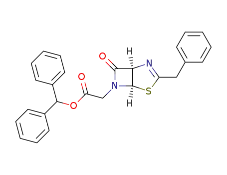 2-<3-benzyl-6-oxo-2-thia-4,7-diaza-(1R,5R)-bicyclo-<3.2.0>-hept-3-en-7-yl>-benzhydryl acetate
