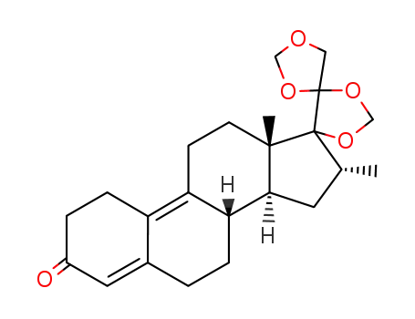 Molecular Structure of 88509-04-0 (16α-methyl-17α,20;20,21-bismethylenedioxy-19-norpregn-4,9(10)-diene-3-one)