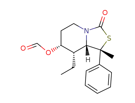 Molecular Structure of 86106-37-8 (5-ethyl-4-formyloxy-7-methyl-7-phenyl-1-aza-8-thiabicyclo<4.3.0>-nonan-9-one)