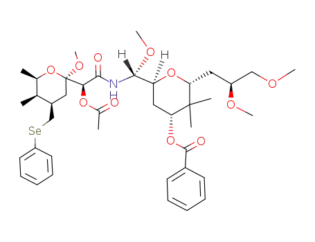 Benzoic acid (2R,4R,6S)-6-{(R)-[(S)-2-acetoxy-2-((2R,4R,5R,6R)-2-methoxy-5,6-dimethyl-4-phenylselanylmethyl-tetrahydro-pyran-2-yl)-acetylamino]-methoxy-methyl}-2-((S)-2,3-dimethoxy-propyl)-3,3-dimethyl-tetrahydro-pyran-4-yl ester