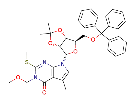 7-((3aR,4S,6R,6aR)-2,2-Dimethyl-6-trityloxymethyl-tetrahydro-furo[3,4-d][1,3]dioxol-4-yl)-3-methoxymethyl-5-methyl-2-methylsulfanyl-3,7-dihydro-pyrrolo[2,3-d]pyrimidin-4-one