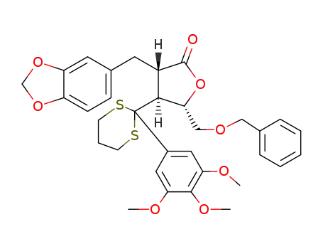 (+)-(2S,3S,4S)-2-piperonyl-3-(2-(3,4,5-trimethoxyphenyl)-1,3-dithiane-2-yl)-4-benzyloxymethyl-butan-4-olide