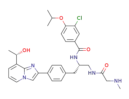 3-chloro-N-{(1S)-2-[(N-methylglycyl)amino]-1-[(4-{8-[(1S)-1-hydroxyethyl]imidazo[1,2-a]pyridin-2-yl}phenyl)methyl]ethyl}-4-[(1-methylethyl)oxy]benzamide