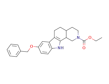 Molecular Structure of 100421-03-2 (8-Benzyloxy-4,4a,5,6,11,11b-hexahydro-1H,3H-pyrido[3,4-a]carbazole-2-carboxylic acid ethyl ester)