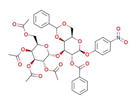 p-nitrophenyl 2-O-benzoyl-4,6-O-benzylidene-3-O-(2,3,4,6-tetra-O-acetyl-α-D-galactopyranosyl)-β-D-galactopyranoside