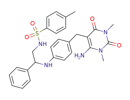 N-{2-[4-(6-Amino-1,3-dimethyl-2,4-dioxo-1,2,3,4-tetrahydro-pyrimidin-5-ylmethyl)-phenylamino]-2-phenyl-ethyl}-4-methyl-benzenesulfonamide