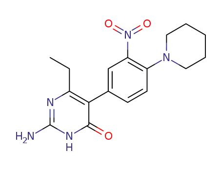 2-amino-6-ethyl-5-(3-nitro-4-piperidinophenyl)pyrimidin-4(3H)-one