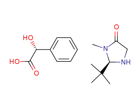 Molecular Structure of 119838-37-8 ((R)-2-tert-butyl-3-Methyl-4-oxoiMidazolidin-1-iuM (R)-2-hydroxy-2-phenylacetate)