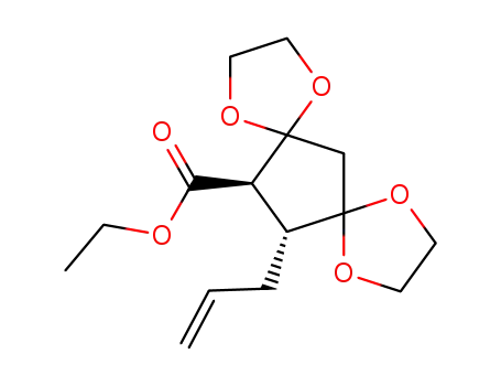 Molecular Structure of 95233-91-3 (1,4,8,11-Tetraoxadispiro[4.1.4.2]tridecane-12-carboxylic acid,
13-(2-propenyl)-, ethyl ester, trans-)