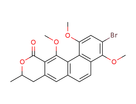 Molecular Structure of 137789-88-9 (3-Bromo-1,4,12-trimethoxy-9-methyl-8,9-dihydro-10-oxa-benzo[a]anthracen-11-one)