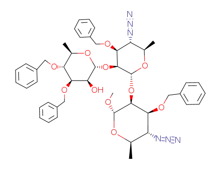 methyl O-(3,4-di-O-benzyl-α-D-rhamnopyranosyl)-(1->2)-O-(4-azido-3-O-benzyl-4,6-dideoxy-α-D-mannopyranosyl)-(1->2)-4-azido-3-O-benzyl-4,6-dideoxy-α-D-mannopyranoside