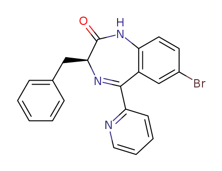 Molecular Structure of 136295-76-6 (7-bromo-1,3-dihydro-3(S)-benzyl-5-(pyrid-2'-yl)-2H-1,4-benzodiazepin-2-one)