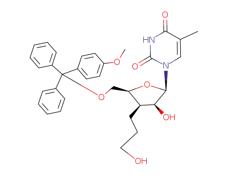 1-<5'-O-(monomethoxytrityl)-3'-deoxy-3'-C-(ω-hydroxypropyl)-β-D-lyxofuranosyl>thymine