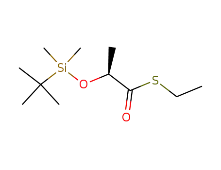 Molecular Structure of 141192-20-3 (Propanethioic acid, 2-[[(1,1-dimethylethyl)dimethylsilyl]oxy]-, S-ethyl
ester, (S)-)