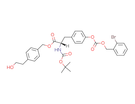 Molecular Structure of 111610-42-5 ((S)-3-[4-(2-Bromo-benzyloxycarbonyloxy)-phenyl]-2-tert-butoxycarbonylamino-propionic acid 4-(2-hydroxy-ethyl)-benzyl ester)