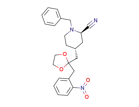 trans-1-Benzyl-4-<2,2-(ethylenedioxy)-3-(o-nitrophenyl)propyl>-2-piperidinecarbonitrile