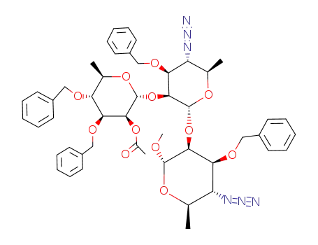 methyl O-(2-O-acetyl-3,4-di-O-benzyl-α-D-rhamnopyranosyl)-(1->2)-O-(4-azido-3-O-benzyl-4,6-dideoxy-α-D-mannopyranosyl)-(1->2)-4-azido-3-O-benzyl-4,6-dideoxy-α-D-mannopyranoside